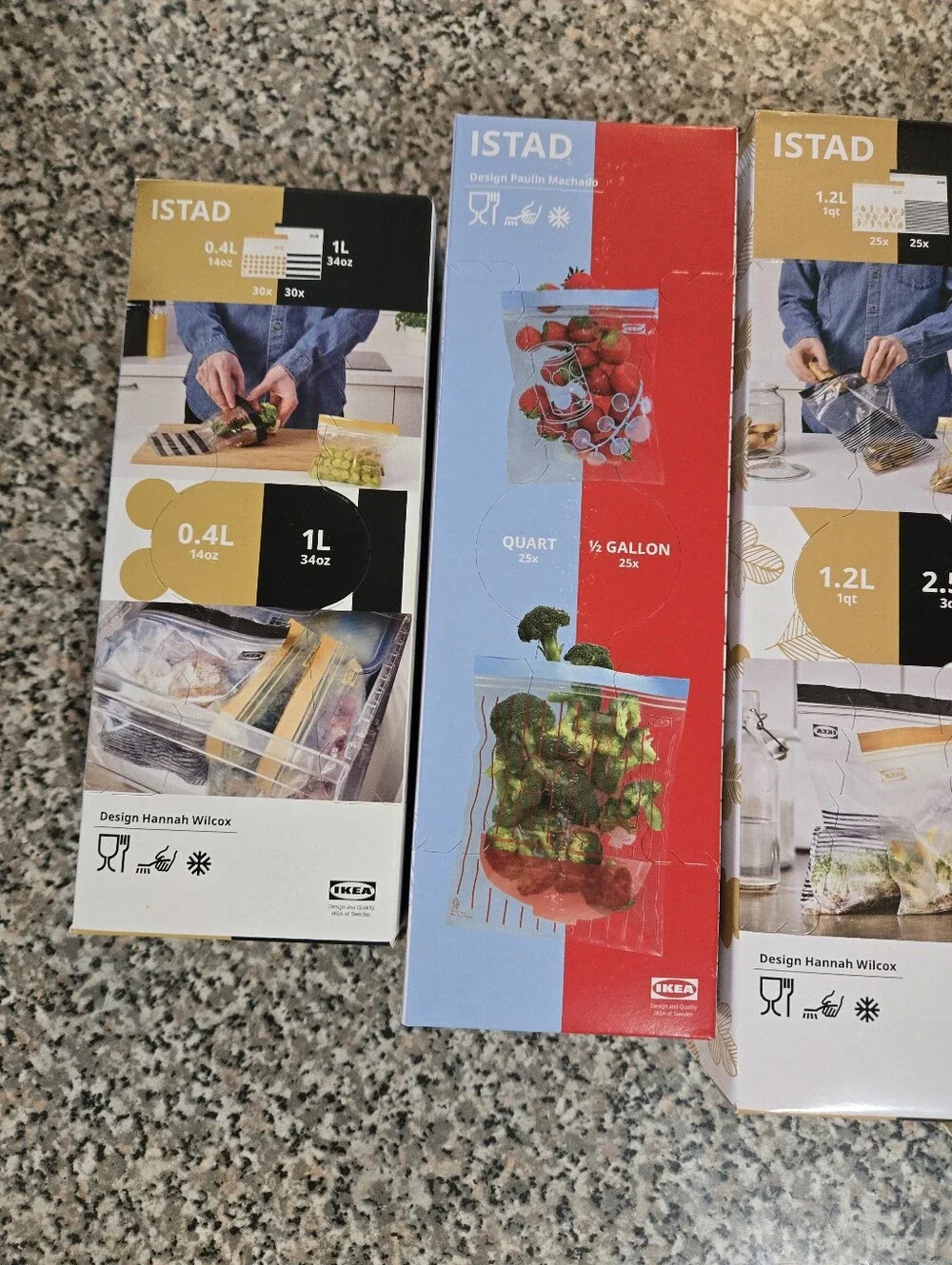 IKEA ISTAD Resealable Bag Packs in Blue, Red, Yellos and Black - Mix Sizes